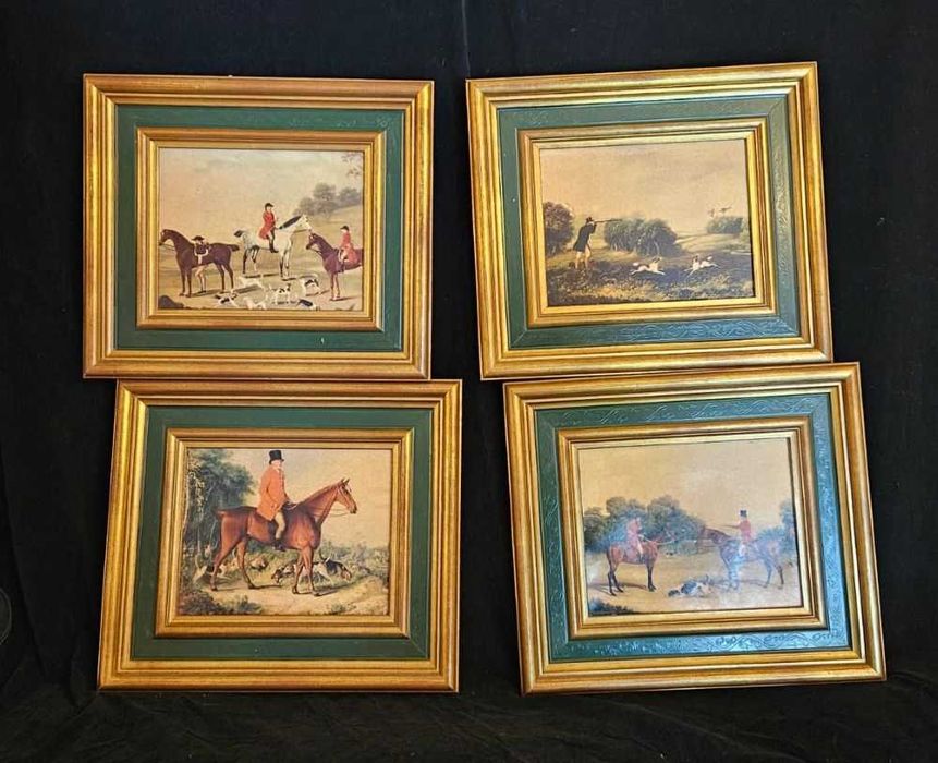 Conjunto de 5 quadros equestres