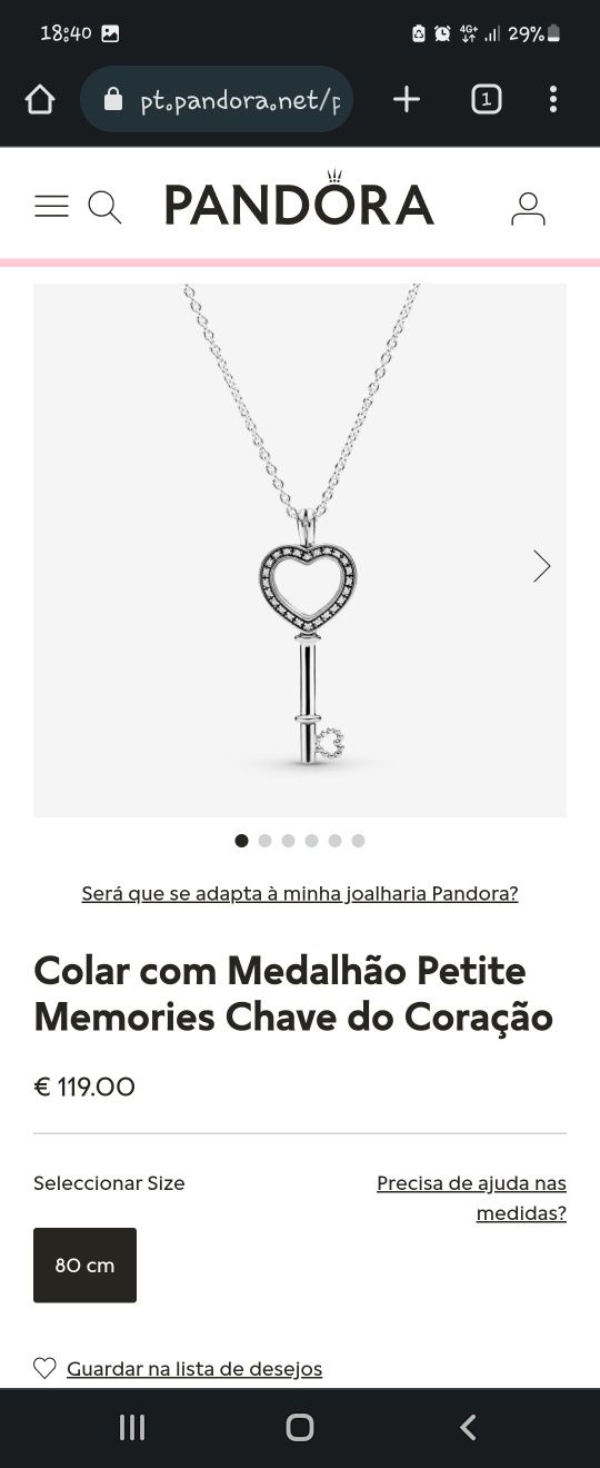 Colar com Medalhão Petite Memories Pandora