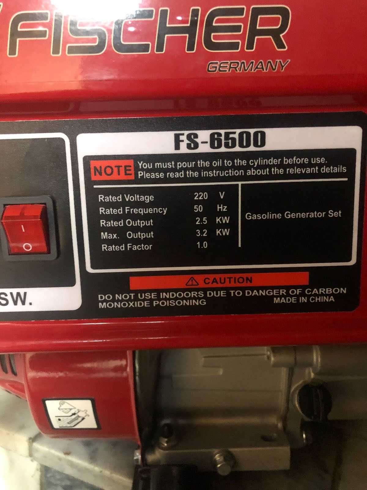 Продам генератор Fischer бензиновий FS-6500 3,2 KW