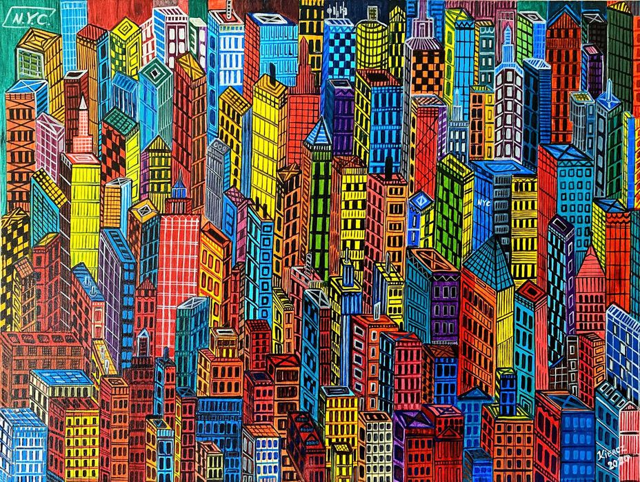 KoneserSztuki_pl NOWY JORK 80x60 cm obraz jak Nikifor, Dwurnik