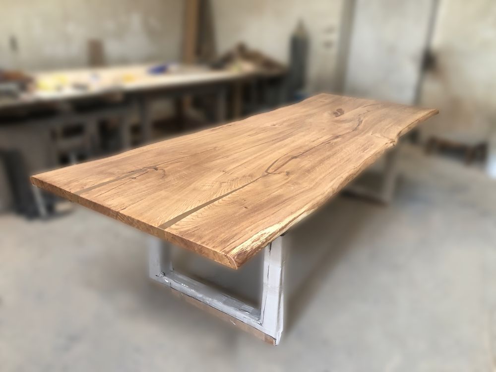 Stół dębowy Loft 210 x 100 Live Edge Industrialny Lakier