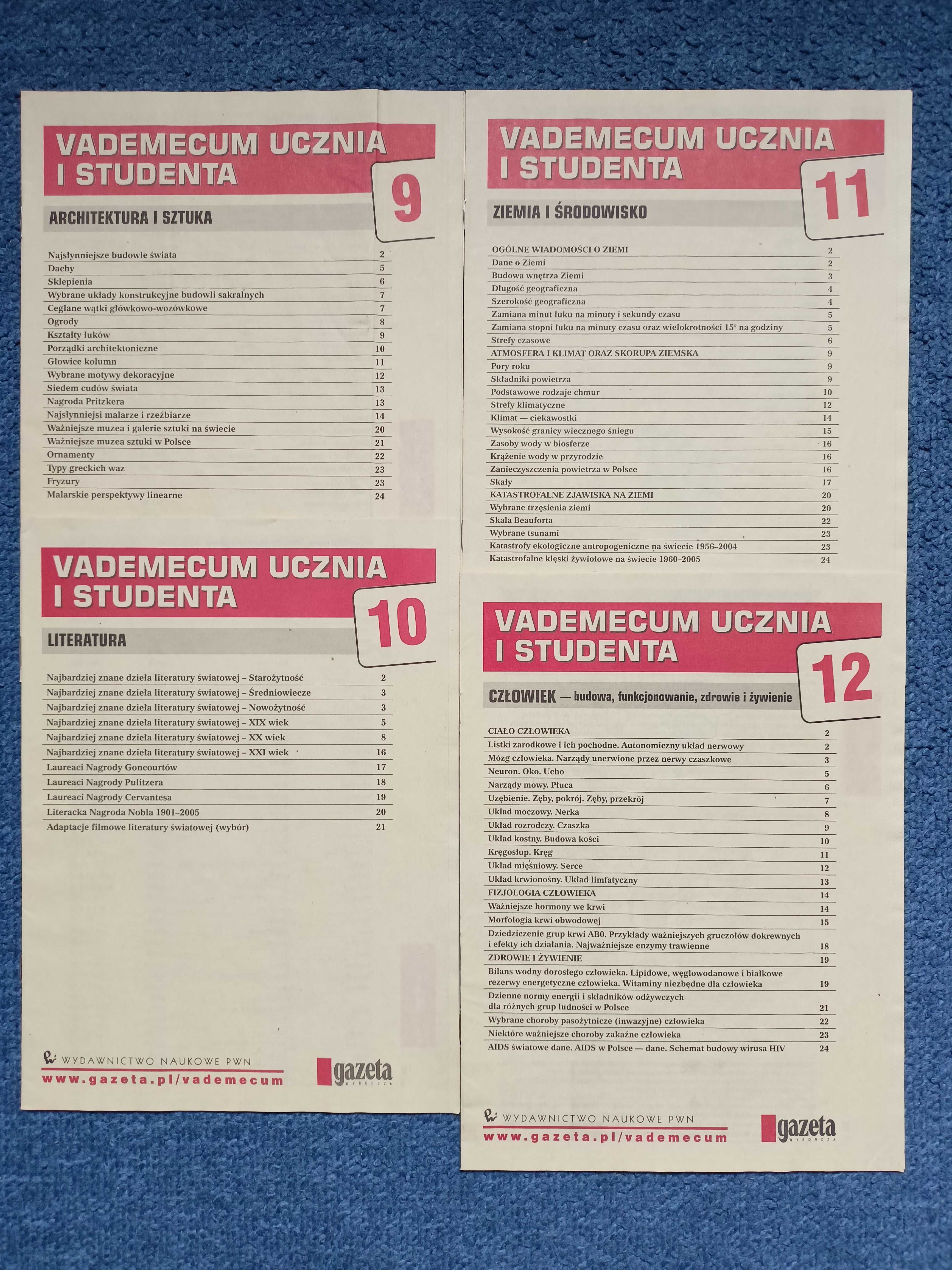 Gazeta Wyborcza kolekcja Vademecum ucznia i studenta 12 zeszytów