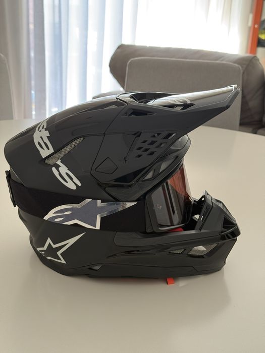 Conjunto Óculos+Capacete Alpinestars Supertech S-M10 Fame Black Carbon