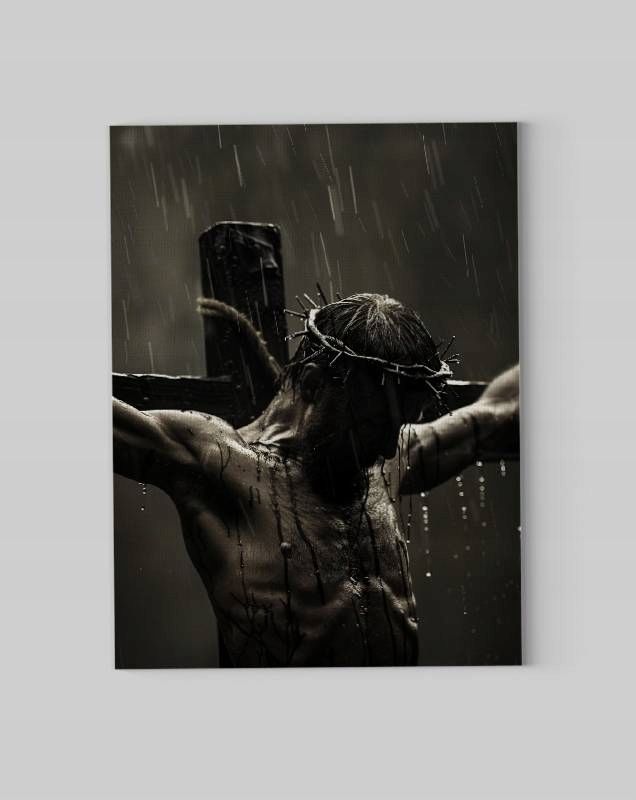 Obraz na płótnie Jezus Chrystus w koronie cierniowej na krzyżu 45x60