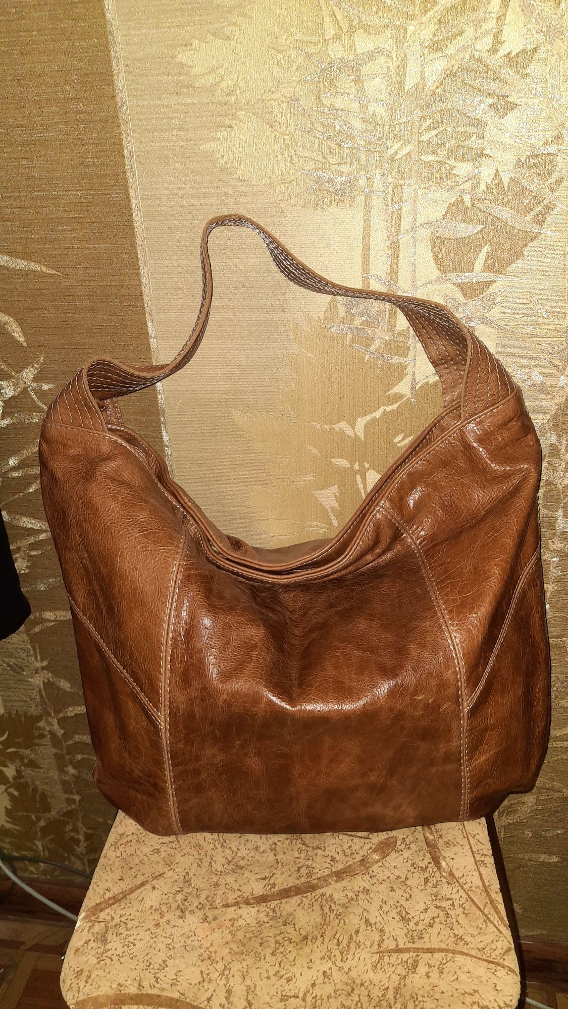 Кожаная женская сумка шоппер