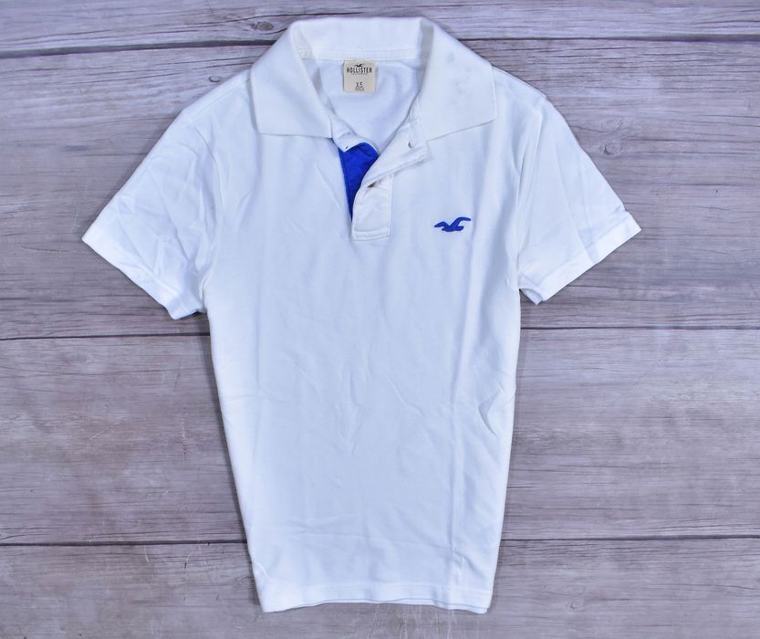 Hollister Biała Logowana Koszulka Polo / Xs