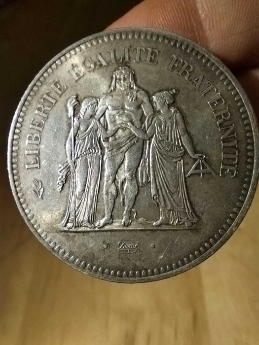 1976 - 50 Francos em Prata - Hercules - Boa Pátina