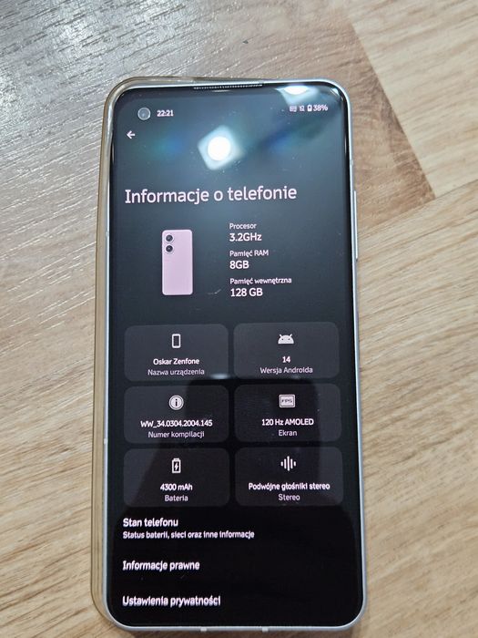 Asus zenfone 9 biały 8/128