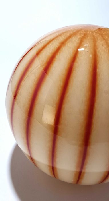 Candeeiro de mesa sem fios de vidro Laranja e branco ao estilo Murano