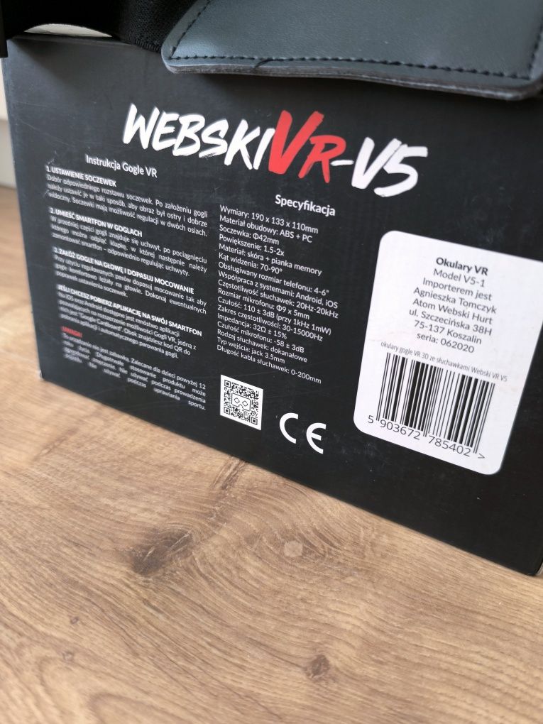 Gogle VR WebskiVR w stanie idealnym