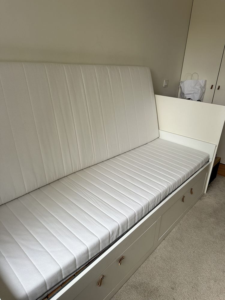 Cama indiv/dupla c/2 gav, branco, 80x200 cm | com 2 colchoes de espuma