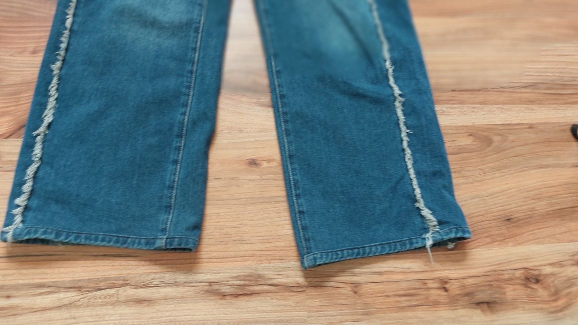 Jeansy szerokie 146 152 baggy wide low spodnie jeansowe dziewczęce