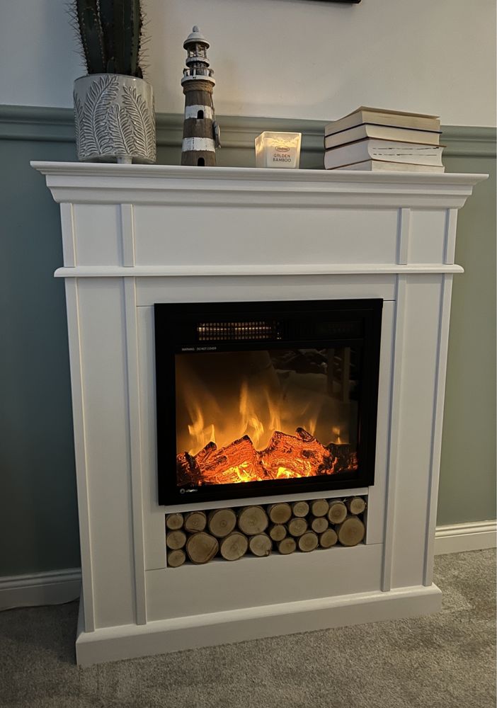 Flame kominek z drewna portal piecyk Aflamo boho loft
