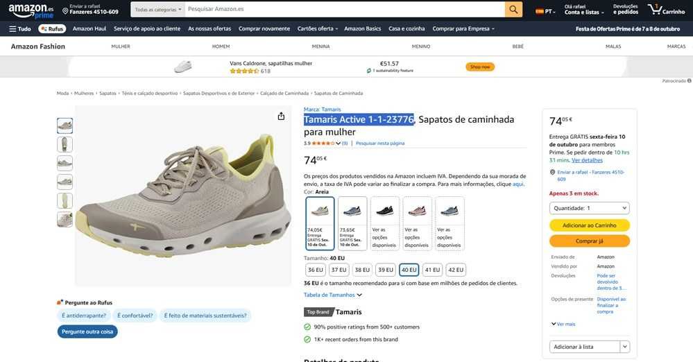 Tamaris active sapatilhas para mulher Tam 41 (325)