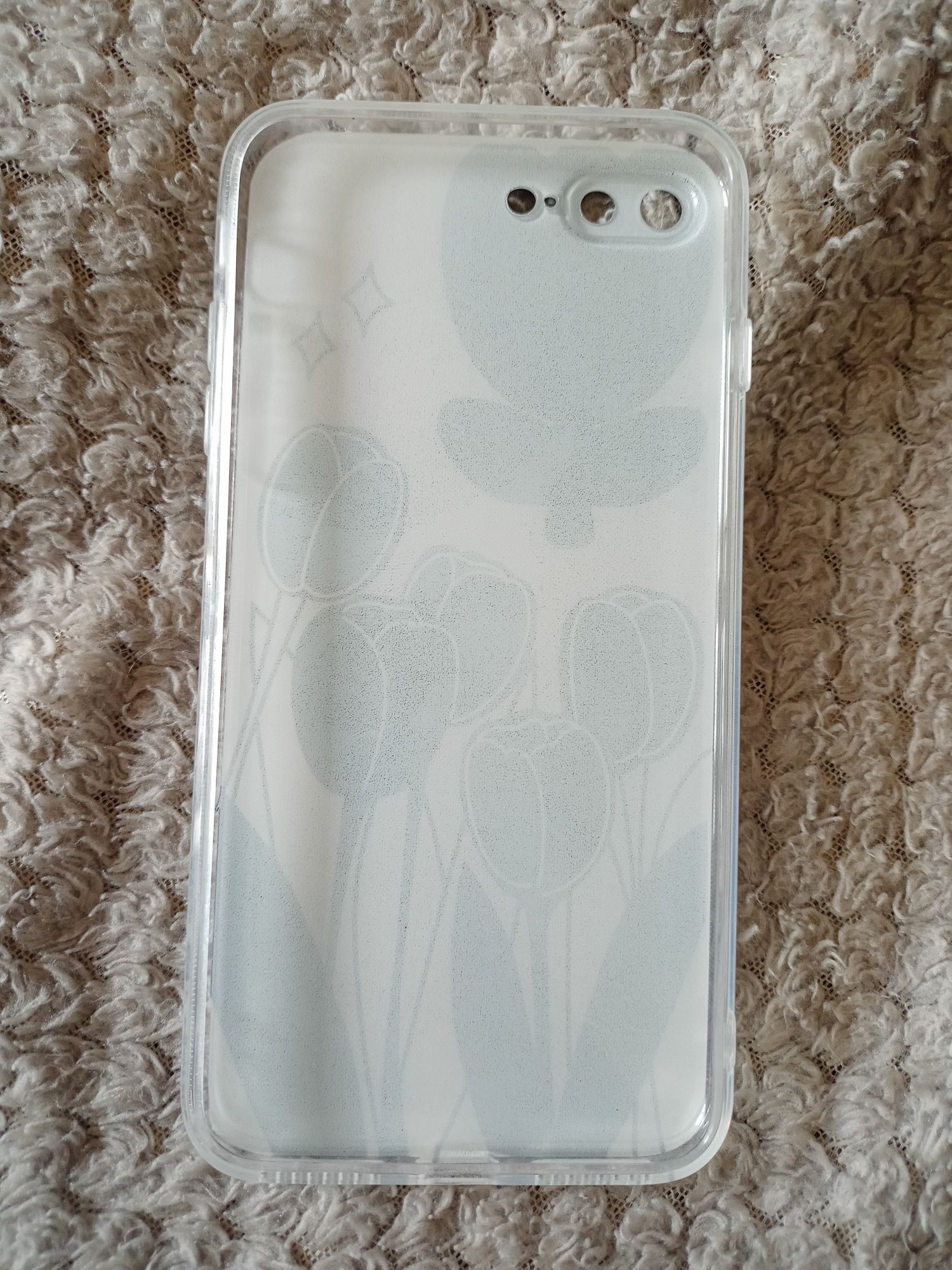 Nowe Etui do telefonu iPhone 7 8 plus silikonowe w kwiaty biało czarne