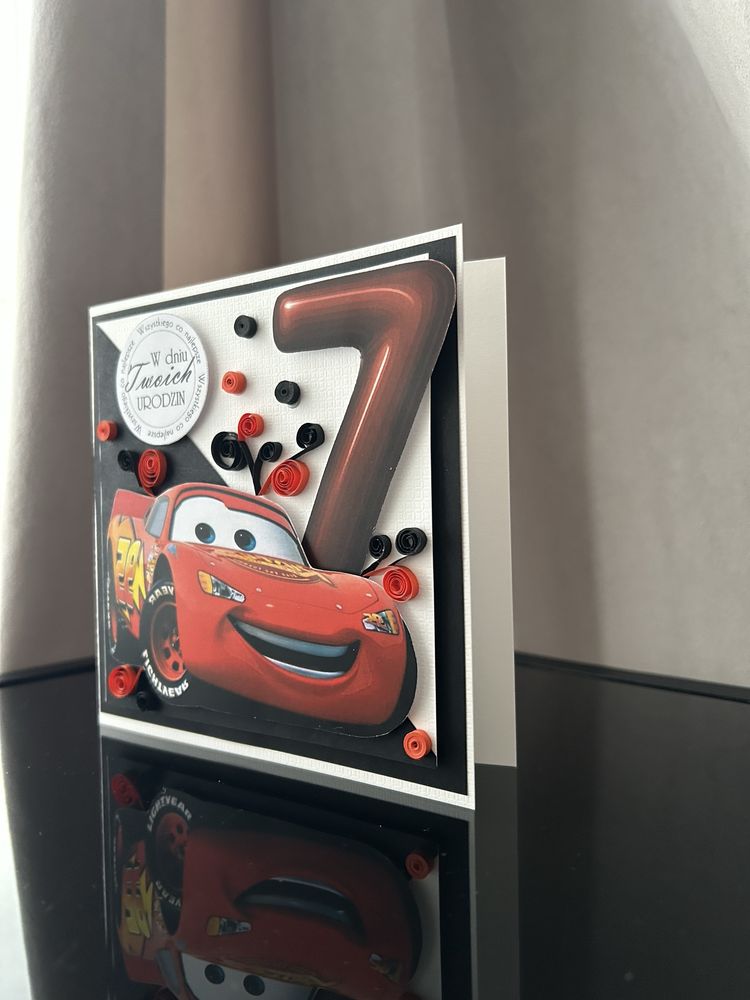 Kartka urodzinowa recznie robiona 7 urodziny quilling