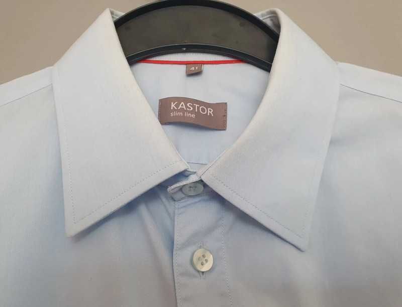 Błękitna niebieska koszula męska Kastor slim line EUR L   176 - 182