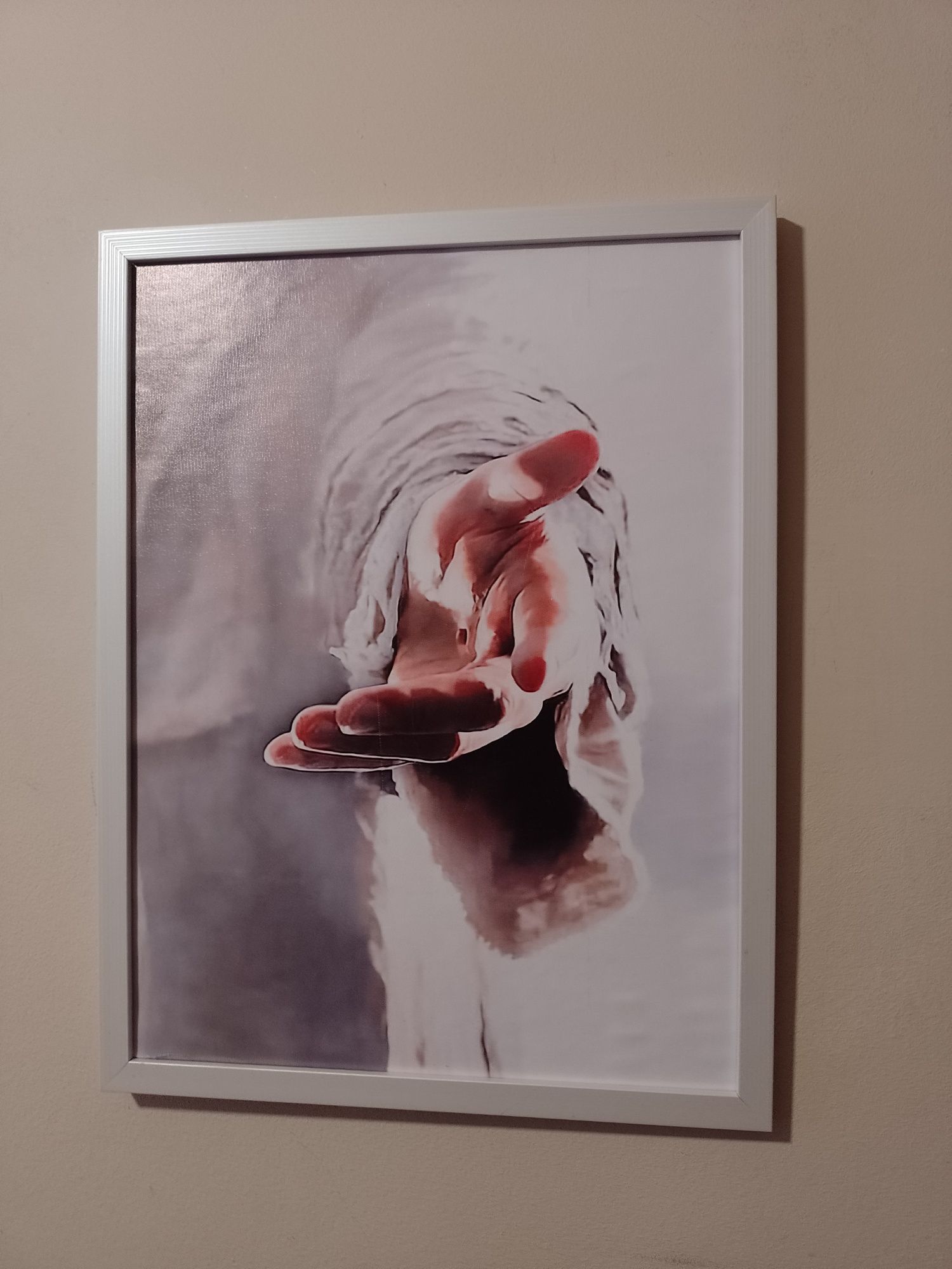 Obraz religijny komunia pamiątka Dłoń Jezusa w Ramie 40x30cm