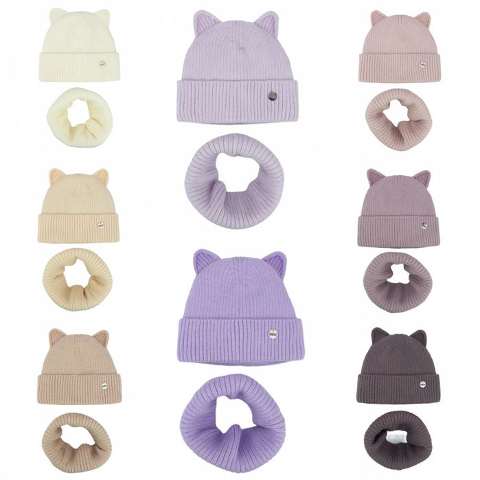 Шапка і хомут для дівчинки на флісі зима з вушками