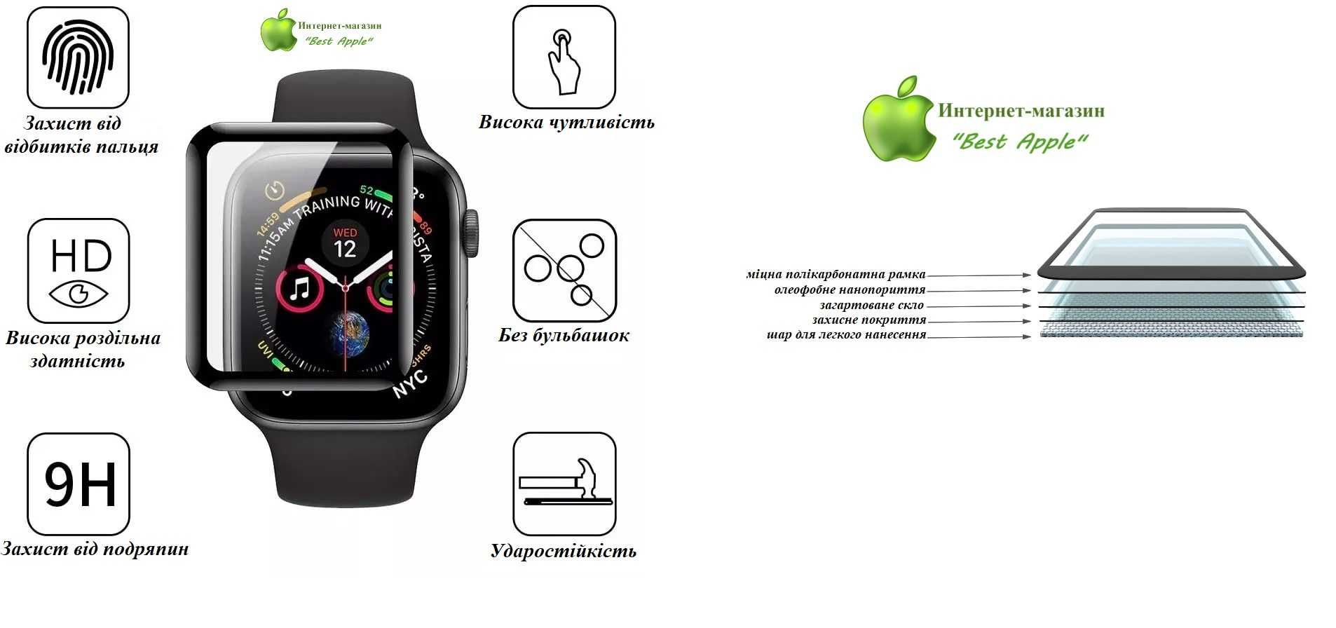 Захисне скло Full Screen для Apple Watch 38|40|41|42|44|45|49mm