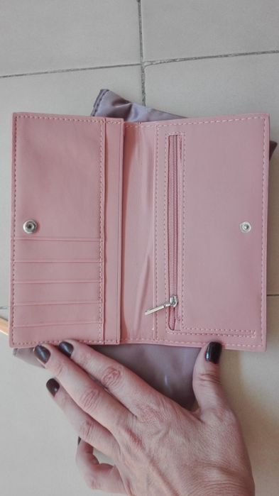 Bolsa rosa seco e carteira rosa Mango