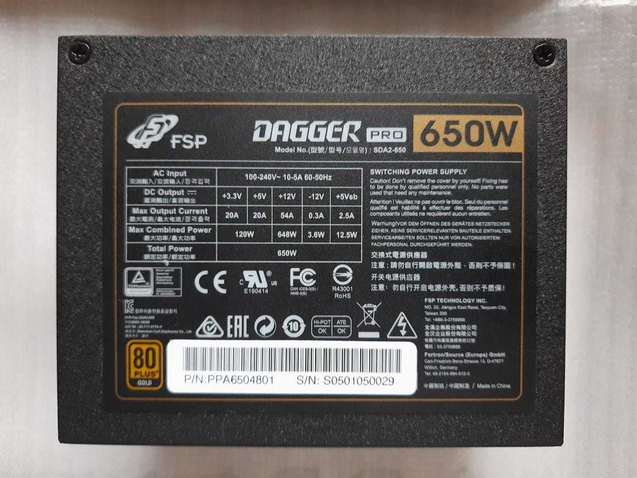 Блок живлення 650W FSP DAGGER PRO SFX (SDA2-650) 80PLUS GOLD Новий!