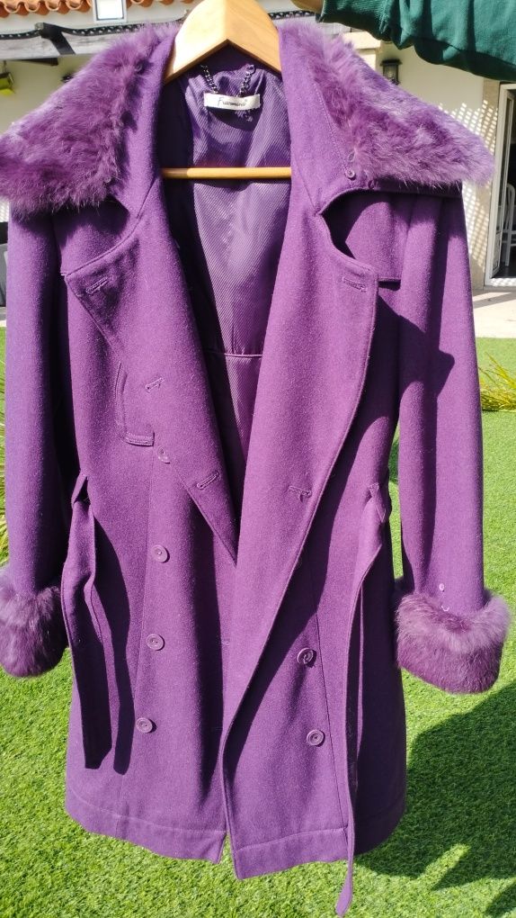 Casaco  novo comprido tam. M côr lilas