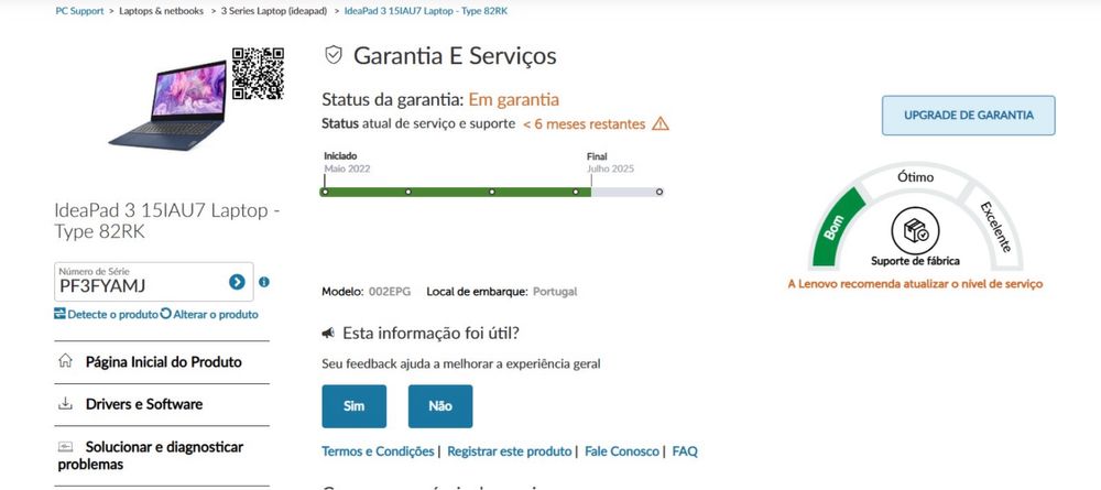 Computador Lenovo IdeaPad 3 15IAU7 (c/garantia)
