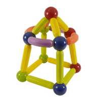 Магнітний 3D конструктор кольорові палички та кульки, 64 деталі
