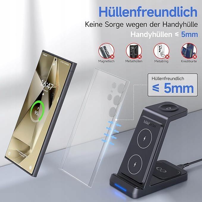 MANKIW indukcyjna stacja ładująca do Samsung, 3 w 1
