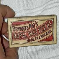 Caixa de Fósforos Bryant & May's Royal Wax Vestas  muito antigo