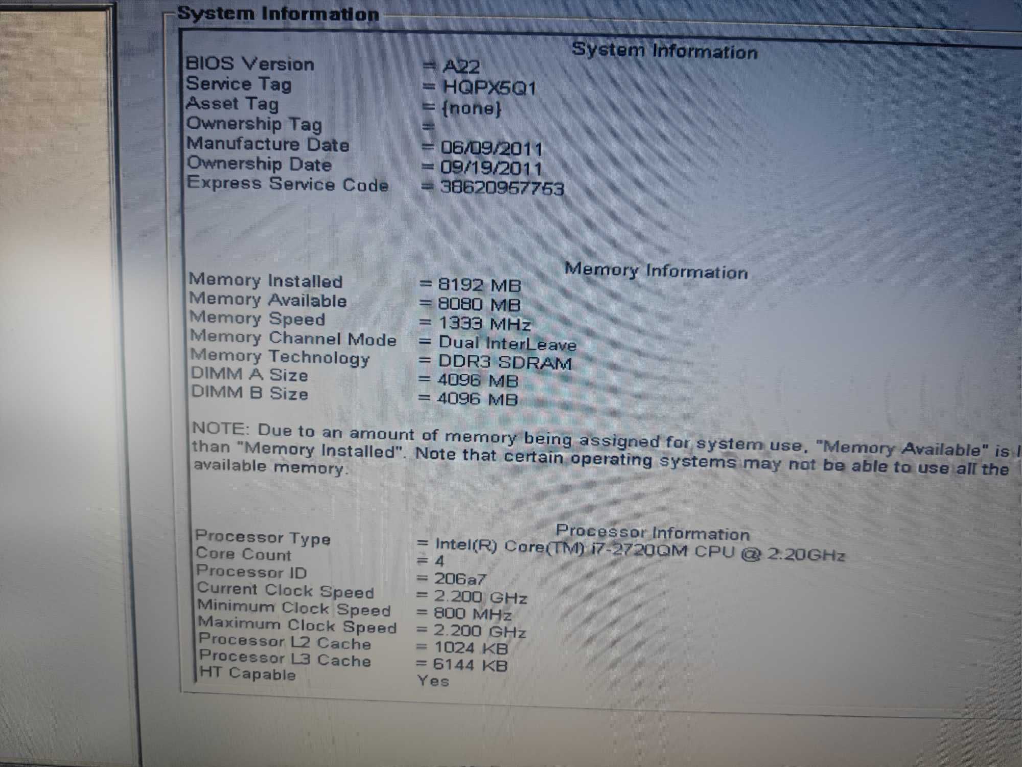 Ноутбук Dell latitude e6520 core i7 2720QM, 8GB RAM SSD 128GB, HDD 500