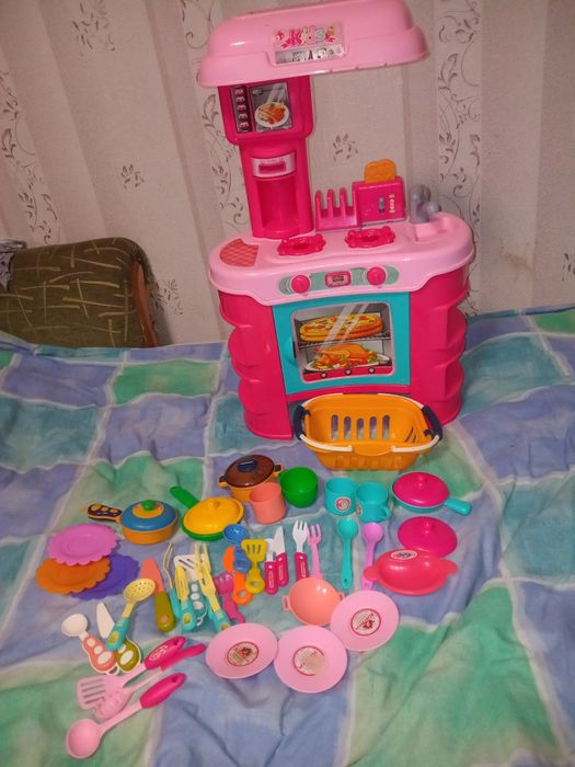 Кухня игрушечная с посудкой детская плита посуда для кукол