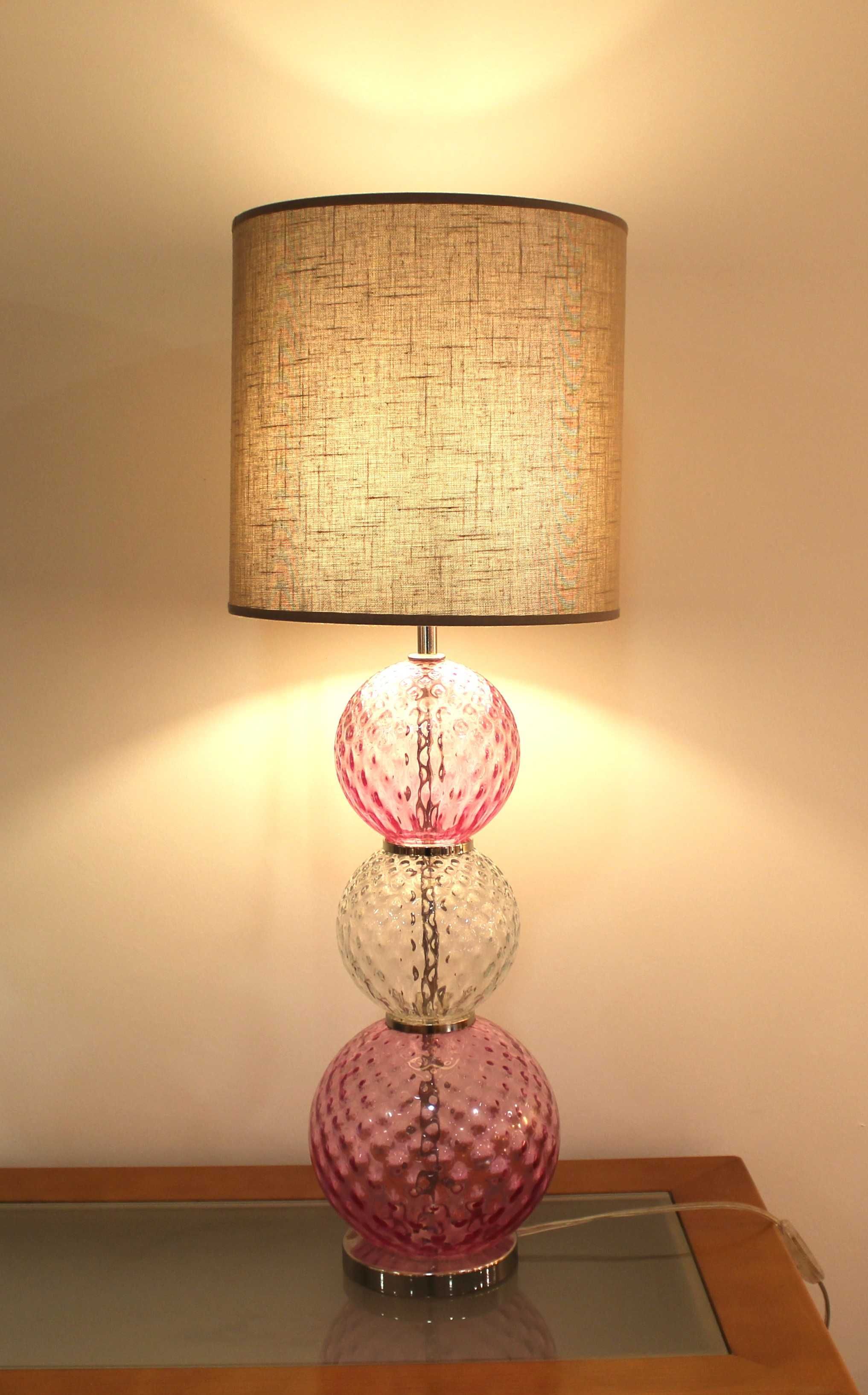 Candeeiro de mesa alto em Vidro | Rosa | Vidro da Marinha Grande