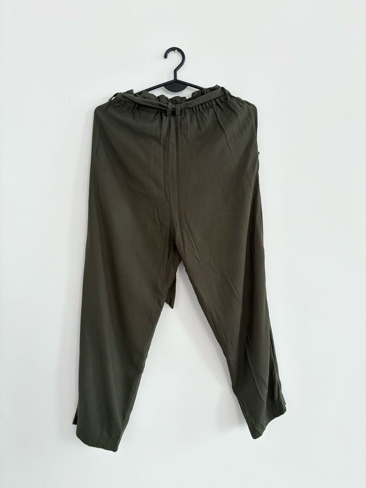Lekkie spodnie paperbag wiskoza H&M 34XS