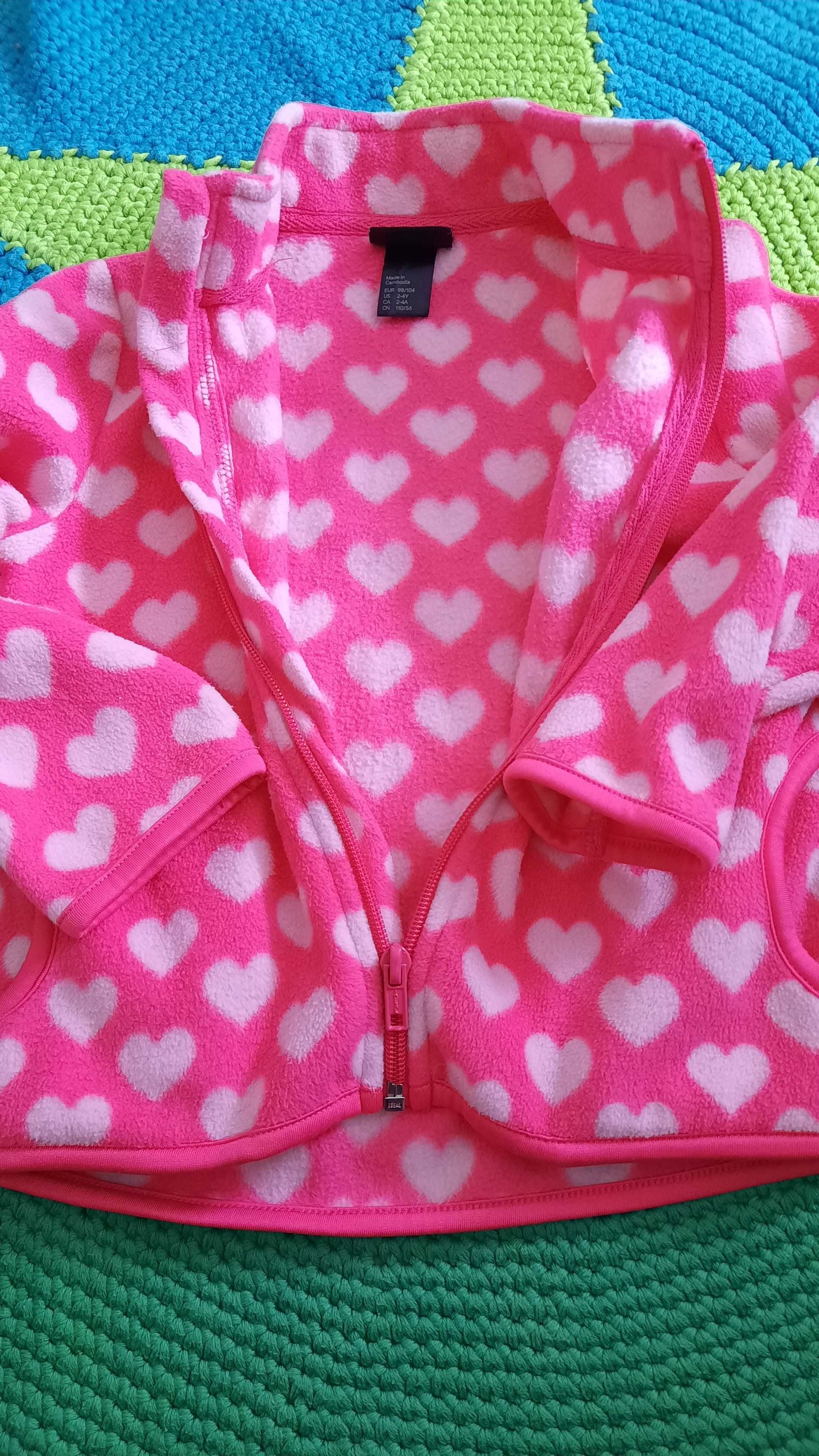 Bluza z polaru w serduszka r.98,104,HM, Molo, Reima