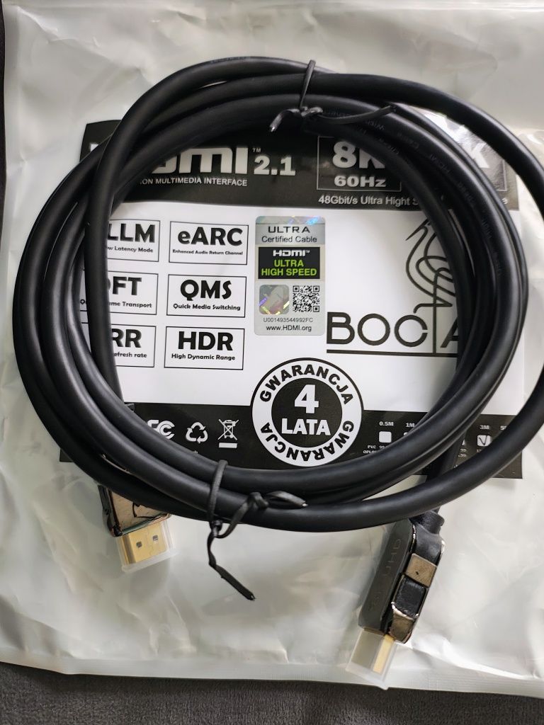 Kabel HDMI 2.1 Ultra High Speed 8K 60Hz, 4K 144Hz marki BOCIAN - 2m