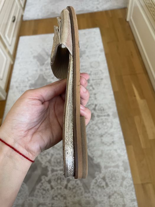 Шлепки золотые кожаные Турция