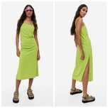 H&M S jaskrawa cytrynowa sukienka midi dopasowana