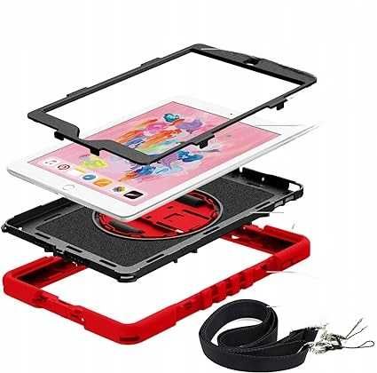 Etui Case do iPada 10,2" 9/8/7 gen Czerwono-Czarna z podpórką