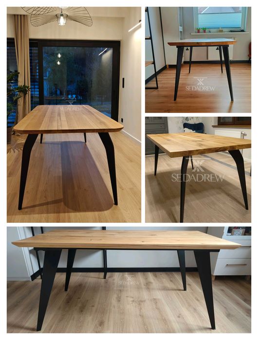 Stół stolik regał drewniany dębowy loft rozkładany lite drewno oflis