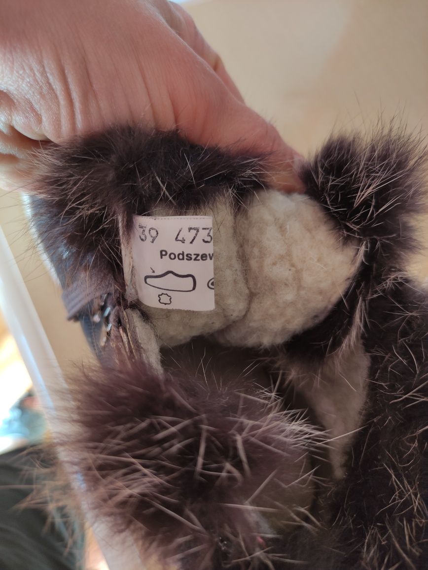 Botki trzewiki skórzane zimowe r.39