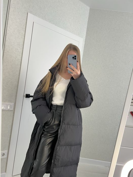 Пуховик ковдра довгий максі  натуральний пух пухове пальто парка