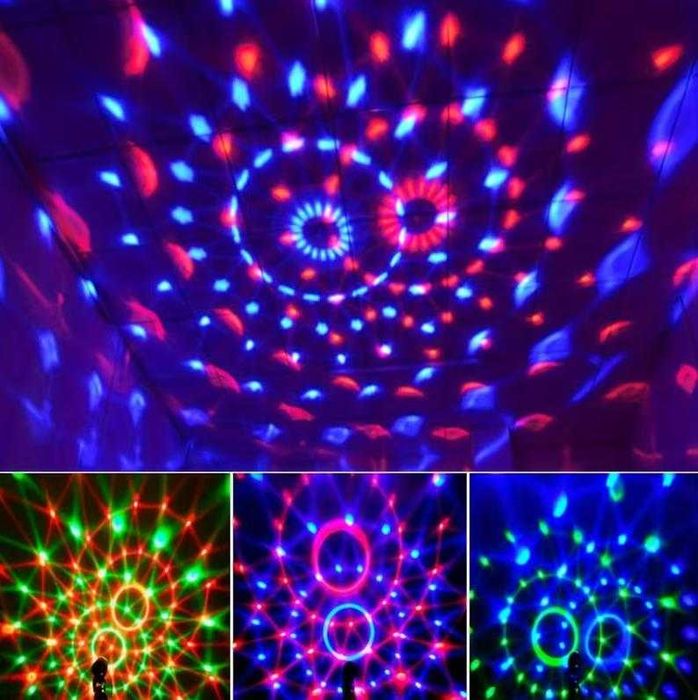 Lampa Disco RGB USB Kula Imprezowa  7 Trybów, Pilot, Regulowany Stojak