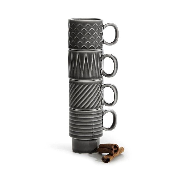Filiżanki do espresso Sagaform Coffe, 4 szt., szare, ceramika, 0,1 l