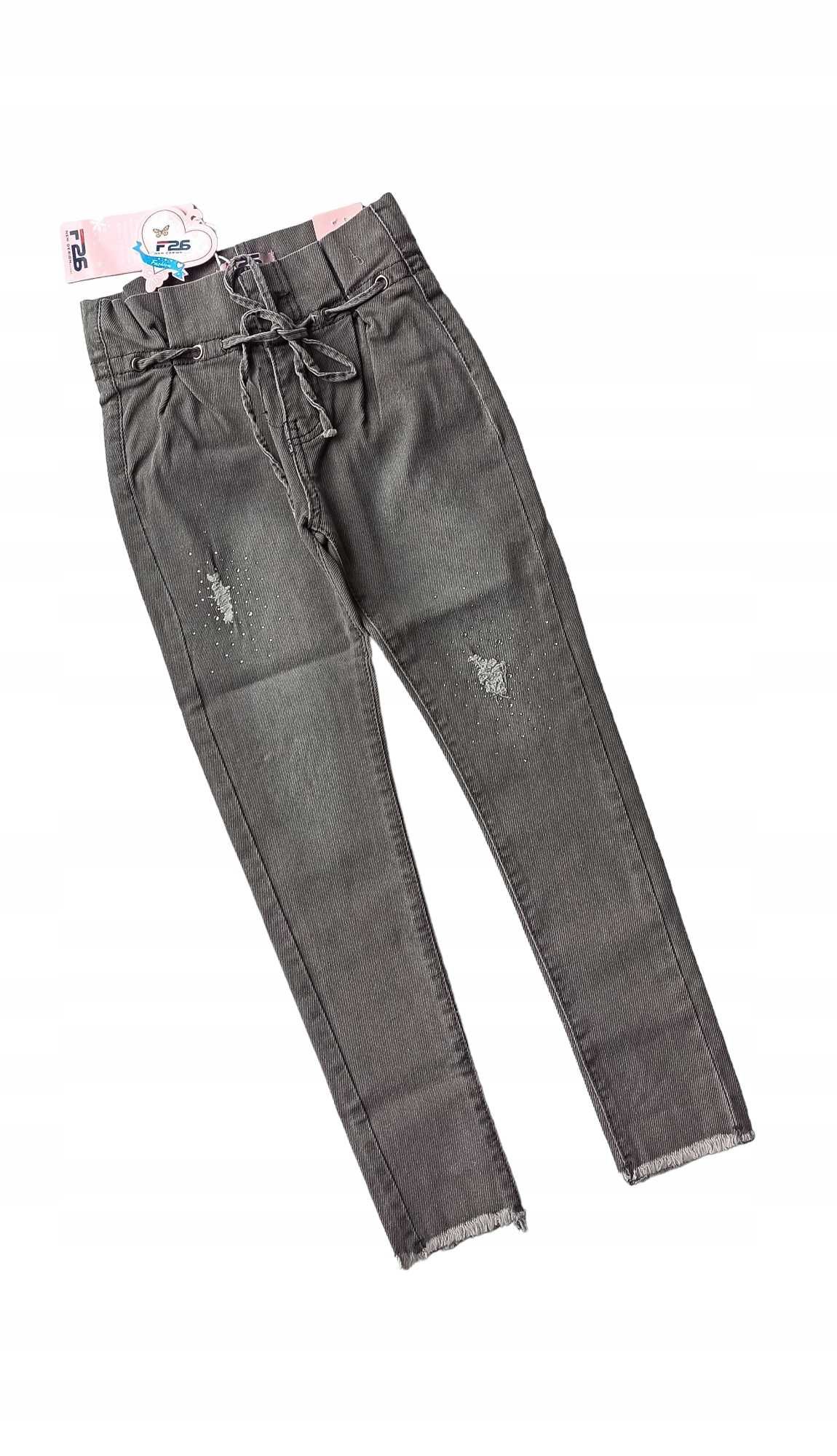 Spodnie jeans dla dziewczynki na gumce nowy 122-128