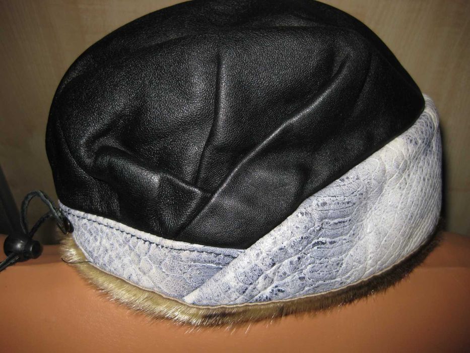 шапка бандана кожаная с декором, км1054