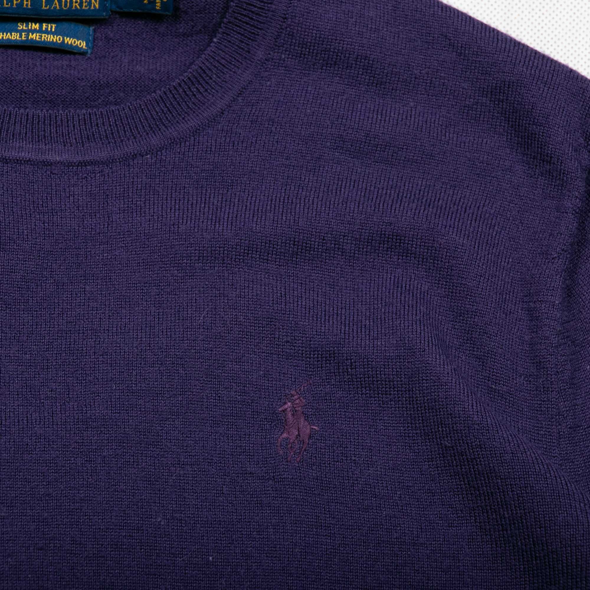 Ralph Lauren slim fit washable merino wool sweter wełniany XS