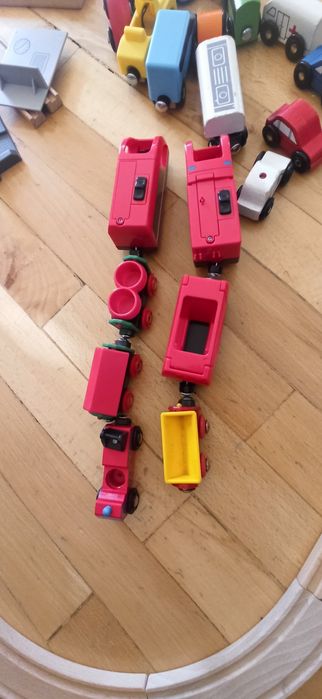 Drewniane klocki różne duży zestaw