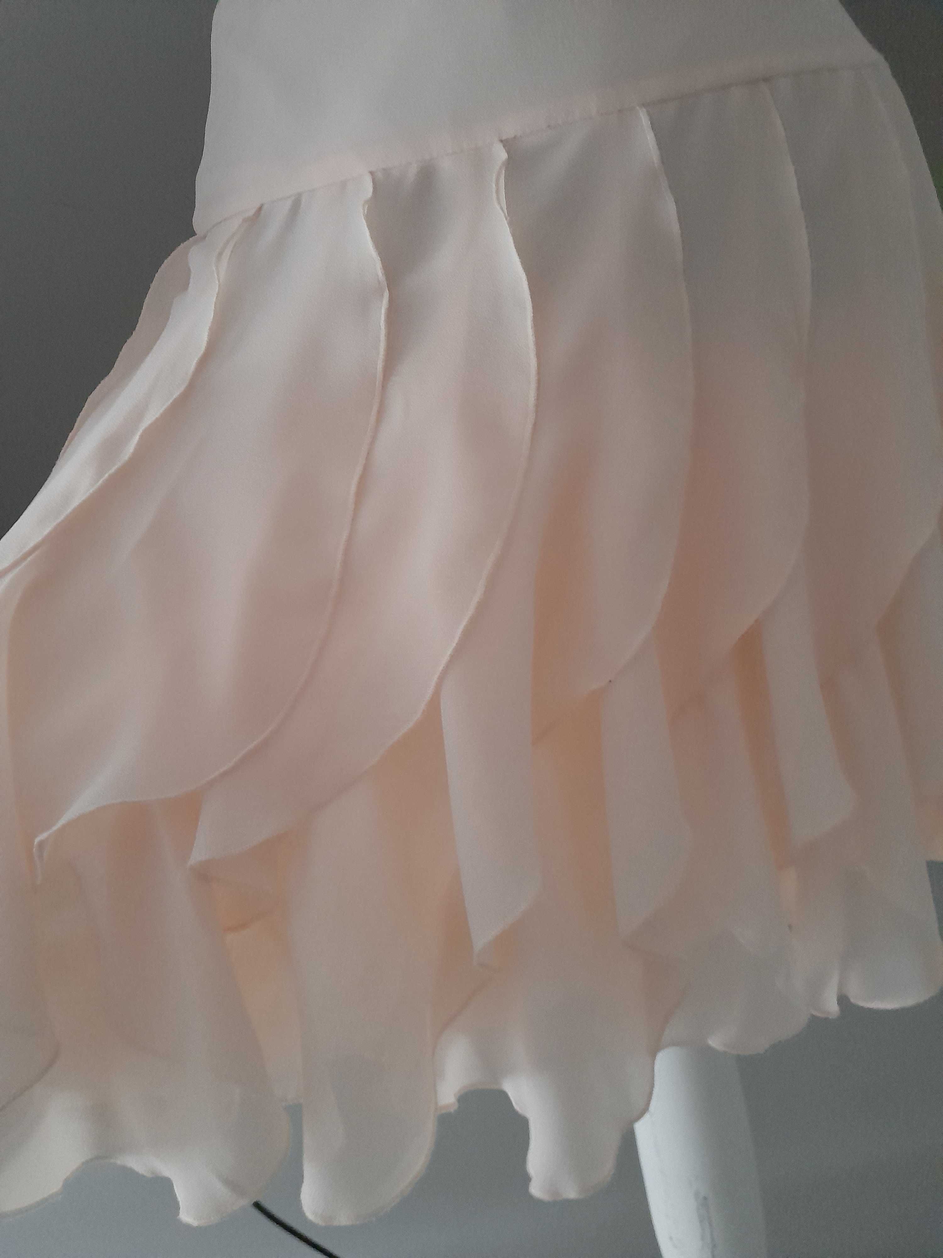 H&M zwiewna śliczna spódnica kaskada falban jasny łososiowy r. 36